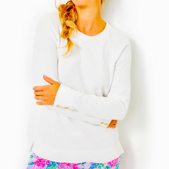 Lilly Pulitzer Sweaters - Praxon Sweater - white, super soft with gold button accents on sleeves.